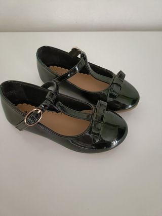 Ballerine bambina nere lucide con fiocco taglia 24