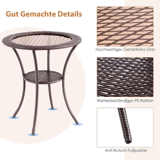 Tavolo da giardino rotondo in rattan sintetico, ta