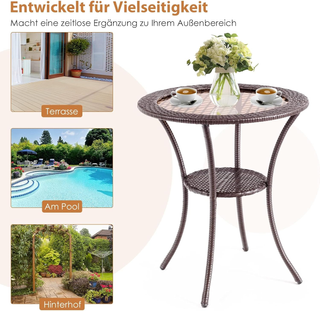Tavolo da giardino rotondo in rattan sintetico, ta