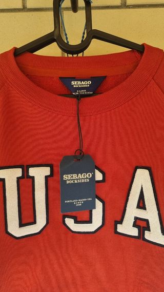 Felpa Sebago USA XL Arancione Nuova