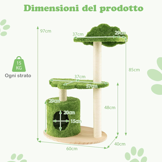 Albero per Gatti da 97 CM, Albero Tiragraffi per G