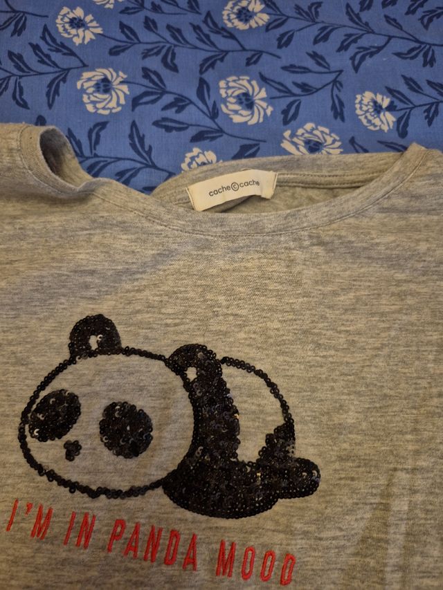 Camisetas Cache Cache Panda Lentejuelas Talla XS