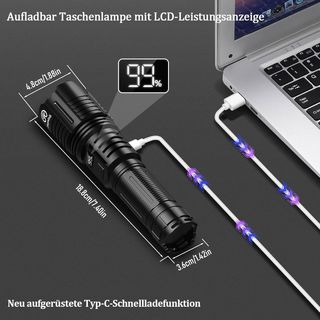 Torcia LED Professionale 500000 Lumen Ricaricabile