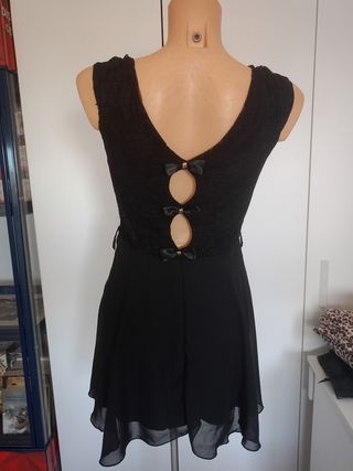 Vestido negro corto encaje talla M