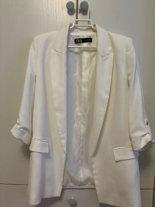 Americana Zara blanca manga 3/4