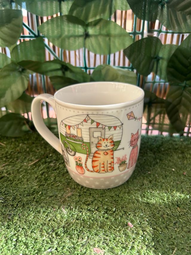 Taza cerámica gatitos y caravana