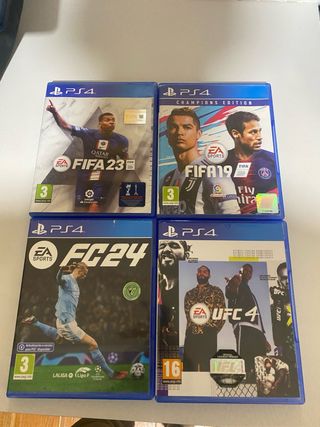 PS4 Slim + 4 Juegos: FIFA 23, 19, FC 24, UFC 4