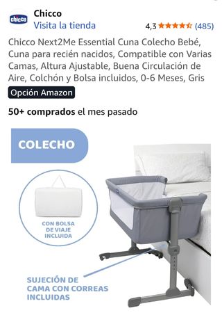Cuna Colecho Chicco Next2Me Essential Gris