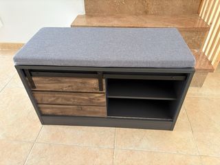 Zapatero estilo puerta de granero con asiento