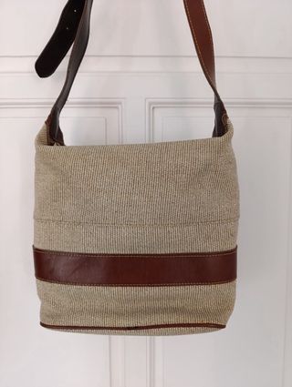 Bolso de tela y cuero
