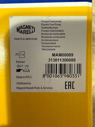 Bomba combustible Magneti Marelli 313011300089 VW