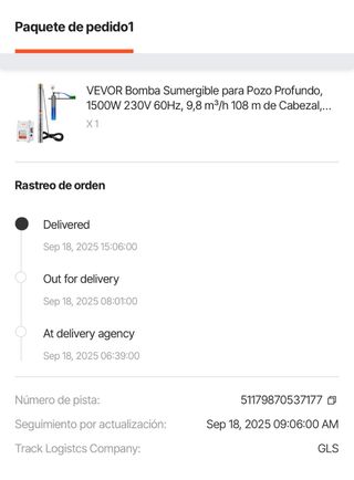 OPORTUNIDAD Bomba Sumergible VEVOR 1500W 230V