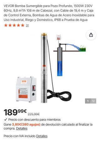 OPORTUNIDAD Bomba Sumergible VEVOR 1500W 230V