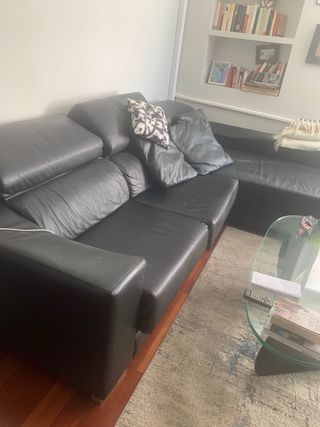 Sofá modular de piel negro