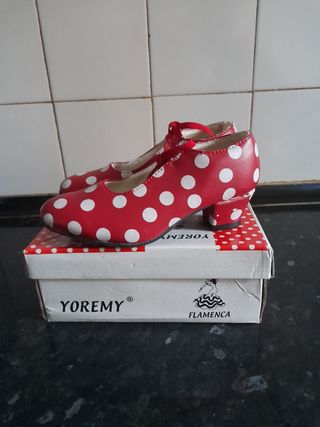 Zapatos Flamenco Yoremy Rojo Lunares Talla 28