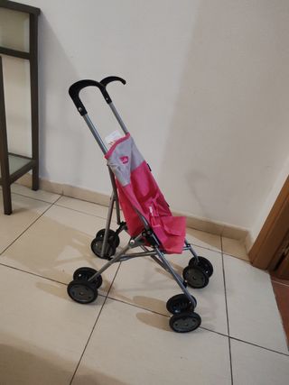 Carro para muñecas rosa y gris
