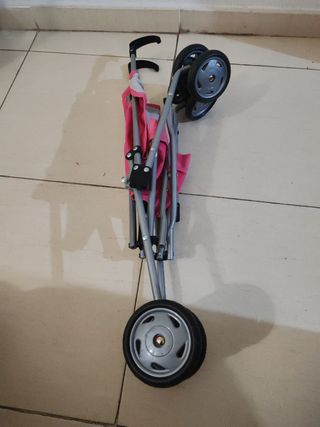 Carro para muñecas rosa y gris