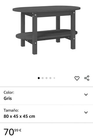 vidaXL Mesa de Centro de Madera Maciza Pino Gris
