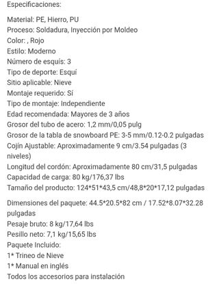 Trineo infantil 3 patines, sistema de frenos