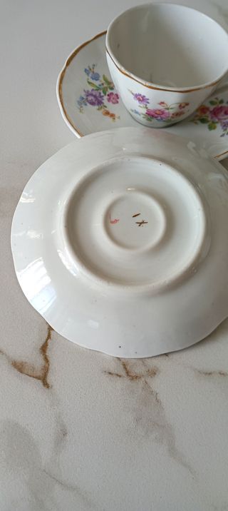 Par de tazas y platos vintage porcelana