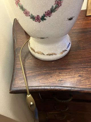 Lámpara de mesa porcelana y tela