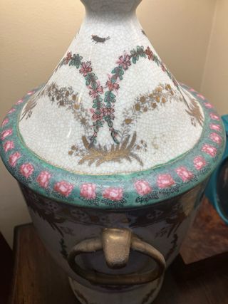 Lámpara de mesa porcelana y tela