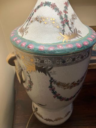 Lámpara de mesa porcelana y tela
