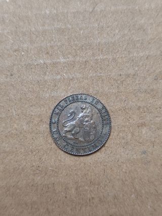 Monedas 1 y 2 céntimos 1870