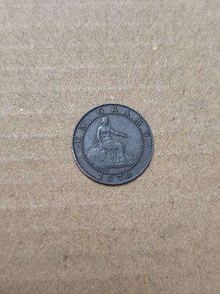 Monedas 1 y 2 céntimos 1870