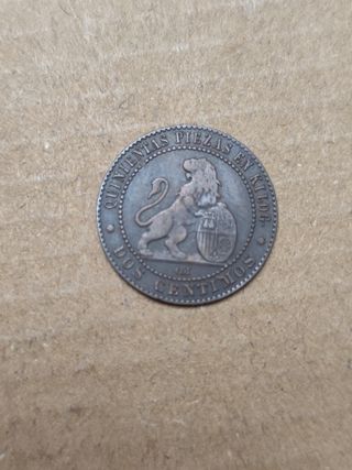 Monedas 1 y 2 céntimos 1870