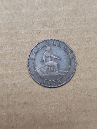 Monedas 1 y 2 céntimos 1870