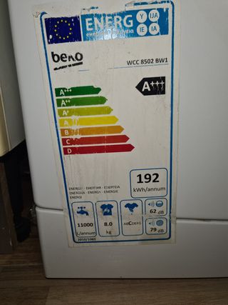Lavadora Beko 8kg 1000rpm A+++
