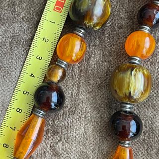 Collar Gargantilla Cuentas Marrón Naranja