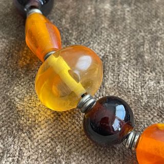 Collar Gargantilla Cuentas Marrón Naranja