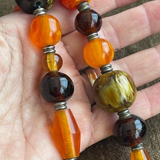 Collar Gargantilla Cuentas Marrón Naranja