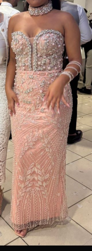 Vestido boda   gitana Aldivina Rosa con Pedrería
