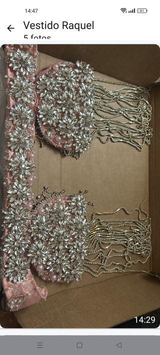 Vestido boda   gitana Aldivina Rosa con Pedrería