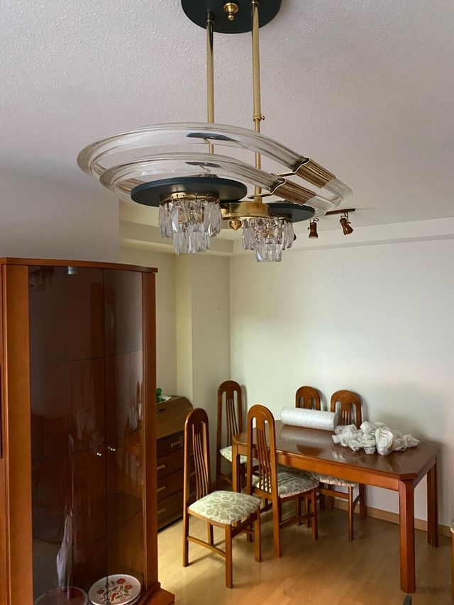 Lampada da soffitto in cristallo e metallo dorato