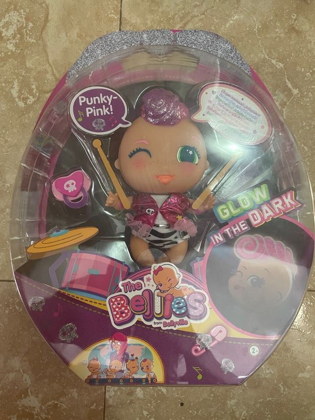 Bellies Punky Pink Bellie Pelo Rosa Muñeca Bellies Rockera Muñecas