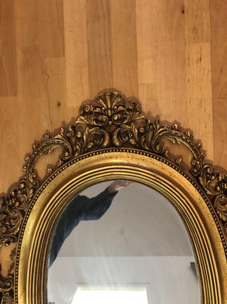 Espejo Barroco Dorado Ovalado Antiguo