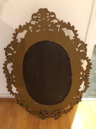Espejo Barroco Dorado Ovalado Antiguo
