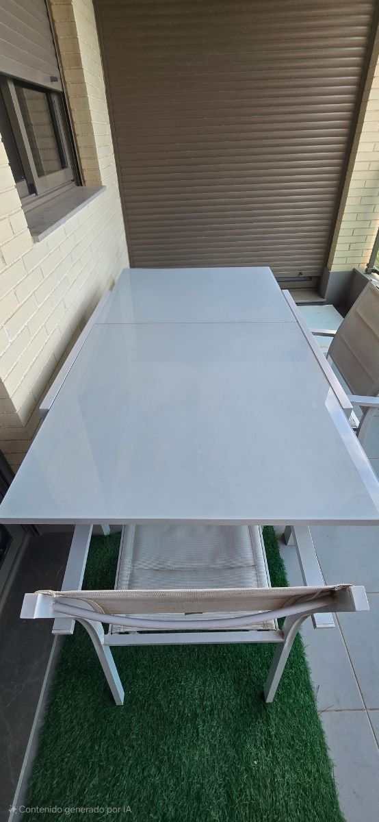 Mesa y 2 Sillas Terraza Cristal Metal