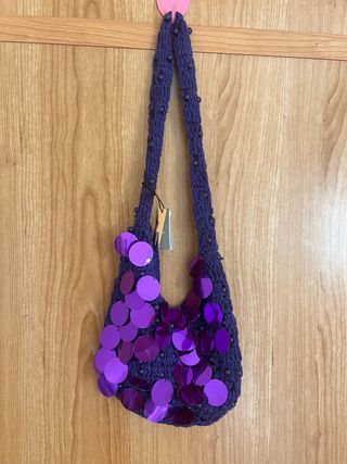 Bolso Parfois Morado Crochet Lentejuelas