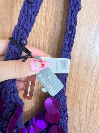 Bolso Parfois Morado Crochet Lentejuelas