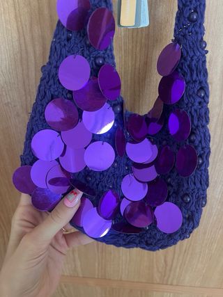Bolso Parfois Morado Crochet Lentejuelas