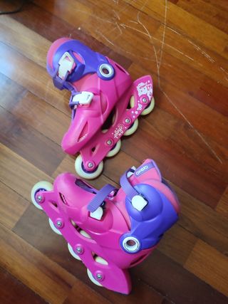 Patines en línea rosas y morados para niña