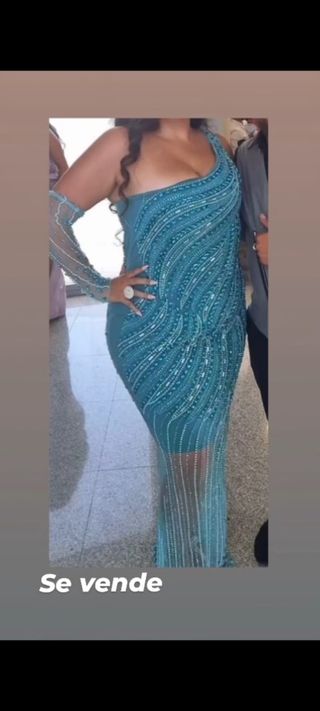 Vestido de fiesta Gitana Teal y Plata