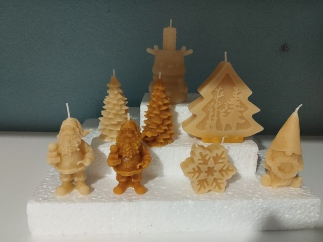 Lote Velas Cera Abeja Natural Navideñas