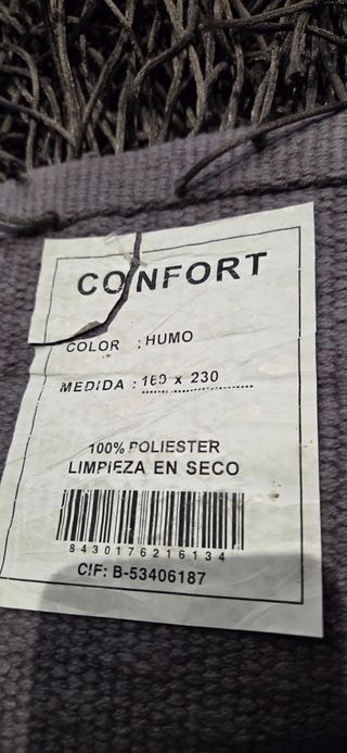 Alfombra pelo largo 160x230 gris/negro