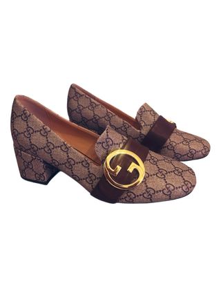 Mocasines Gucci GG Monogram Marrón y Dorado